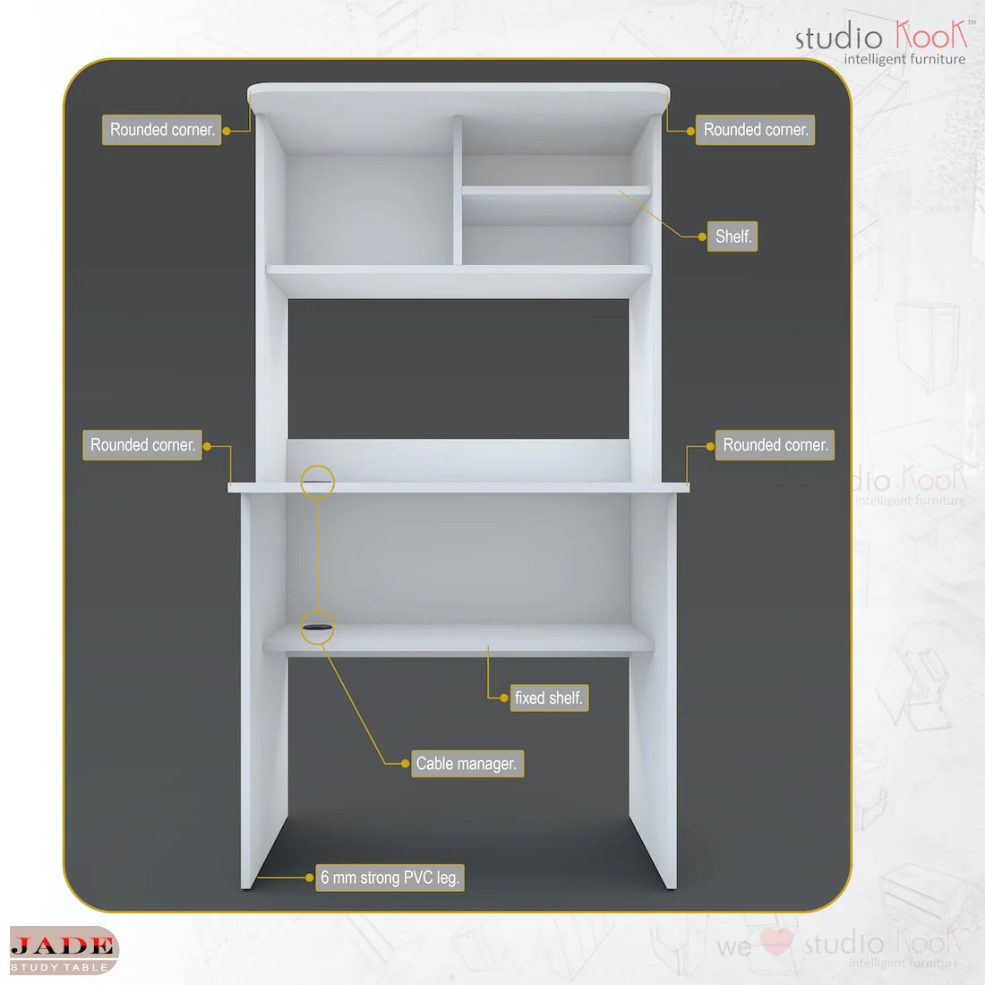 Jade Study Table | Computer Table - Image 5